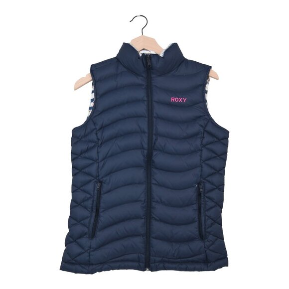 Roxy Down Puffer Vest Navy M Cozy Gorpcore Athleisure Retro Skiwear Y2K Sporty - Picture 1 of 7
